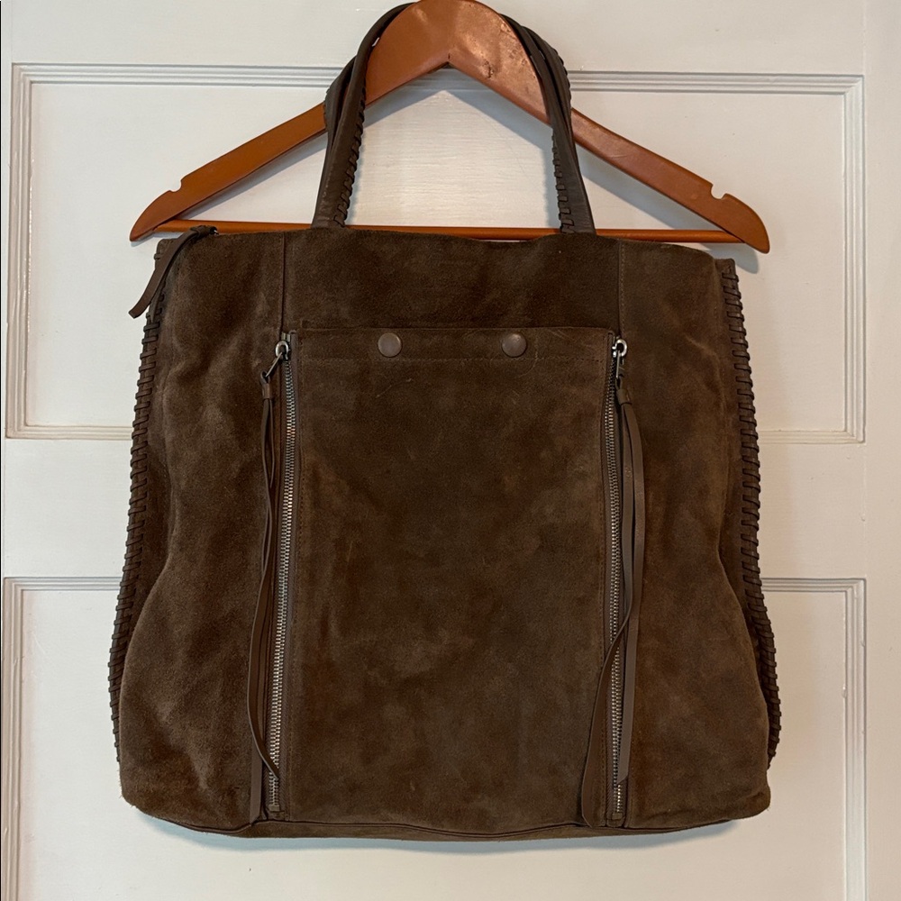 All Saints Brown Suede Tote Bag